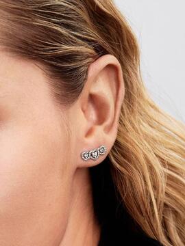 Pendientes PANDORA Botón Triple Halo Corazón