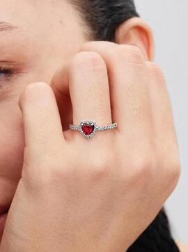 Anillo PANDORA Corazón Nivelado Rojo Brillante