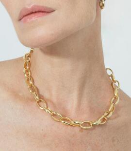 Luxenter collar dorado anillas oval irregulares
