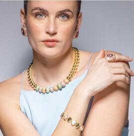 Collar LUXENTER dorado ovalos esmalte colores