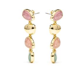 Pendientes LUXENTER dorados chapitas esmalte color