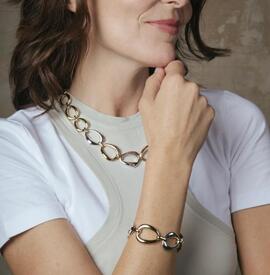 Pulsera LUXENTER bicolor ovalos plata/dorado