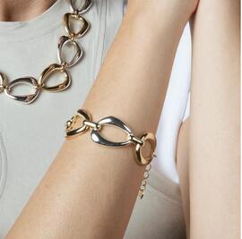 Collar LUXENTER eslavones bicolor ovalos anchos