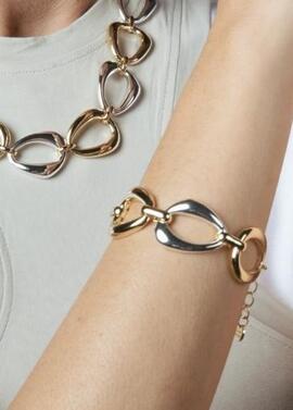 Pulsera LUXENTER bicolor ovalos plata/dorado