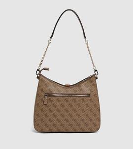 Bolso GUESS ovalado piel marron estampado logo