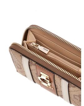Cartera GUESS cremallera logo beig tiras beig
