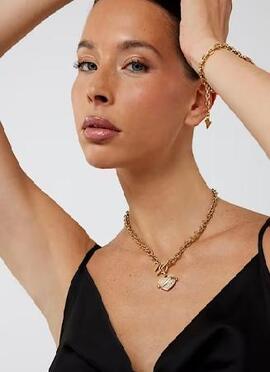 Collar GUESS eslabones dorados corazon circonitas