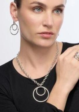 Collar LUXENTER plateado cadena gruesa aros colg