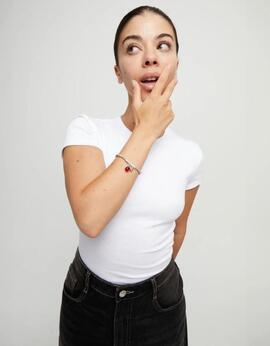 Pulsera UNO DE 50 cuentas con cristal de Murano rojo
