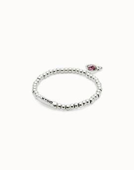 Pulsera UNO DE 50 elástica de cuentas con corazón cristal