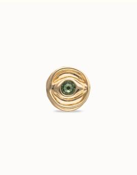 Anillo UNO DE 50 sello en forma de ojo con cristal verde