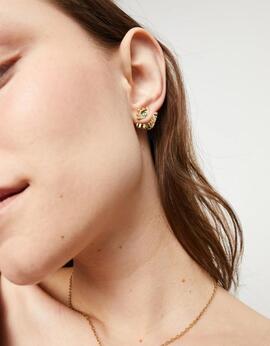 Pendientes UNO DE 50 con forma de ojo y cristal verde