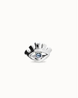Anillo UNO DE 50 forma de ojo con cristal azul facetado