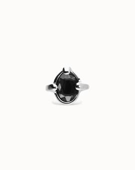 Anillo UNO DE 50 cristal negro facetado ovalado