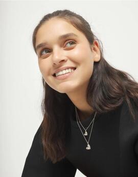 Colgante UNO DE 50 plata doble cuelgan corazones