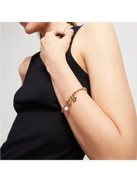 Pulsera UNO DE 50 dorada bolas cuelgan simbolos