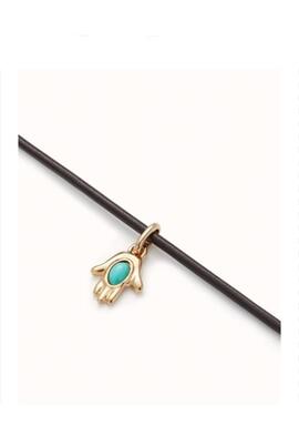 Pulsera UNO DE 50 cuero cuelga mano fatima dorada