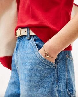 Pulsera TOMMY anillas cuadra dorada circulo centro
