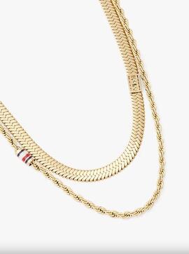 Collar TOMMY doble dorado logo