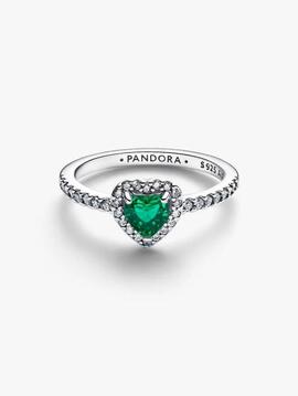 Anillo PANDORA Corazón Elevado Verde