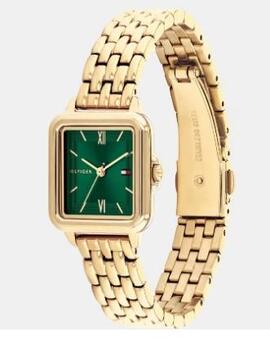 Reloj TOMMY dorado cuadrado peq esfera verde