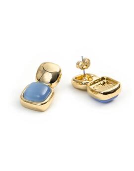Pendientes LUXENTER cuadrado dorado cuelga cuadrado azu