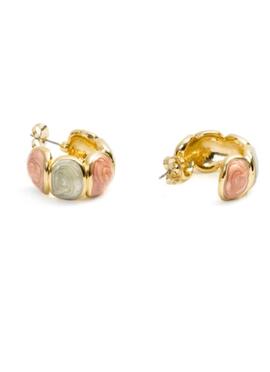 Aros LUXENTER dorados ovalos esmalte coral y verde