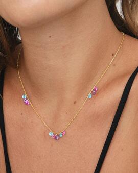 Collar LUXENTER Dorado con Circonita Multicolor