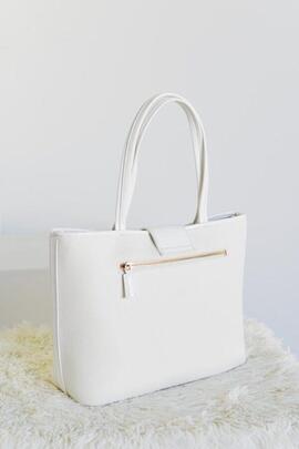 Shopper AGATHA  blanco logo tira solapa