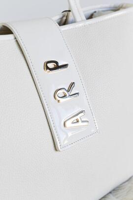 Shopper AGATHA  blanco logo tira solapa