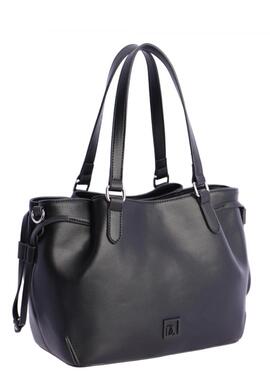 Bolso DON ALGODON mano negro piel boton cremallera