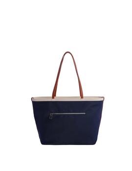 Bolso DON ALGODON Aria shopper nylon marino con beig