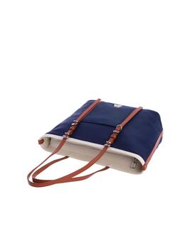 Bolso DON ALGODON Aria shopper nylon marino con beig