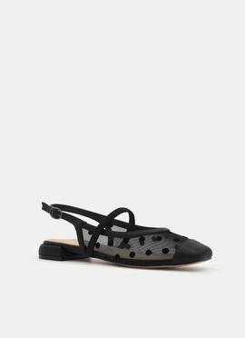 Bailarina AZAREY piel negro destalonado regilla topitos