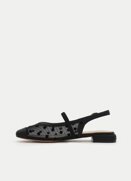 Bailarina AZAREY piel negro destalonado regilla topitos