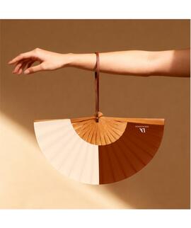 Abanico DON ALGODON madera tela bicolor