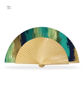 Abanico DON ALGODON madera roble estampado colores