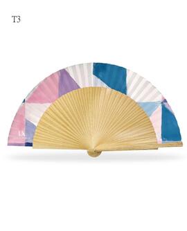 Abanico DON ALGODON madera roble estampado colores