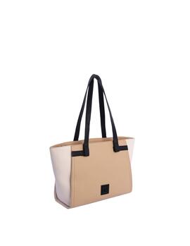 Bolso DON ALGODON Ventus shopper bicolor tostado y beige