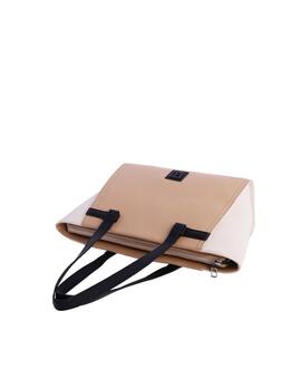 Bolso DON ALGODON Ventus shopper bicolor tostado y beige