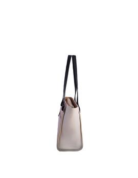 Bolso DON ALGODON Ventus shopper bicolor tostado y beige
