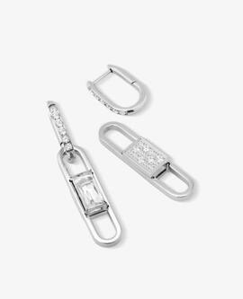 Pendientes RADIANT Iced Doble Plateado