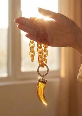 Collar PEPORI corto eslavones carey cuerno marron