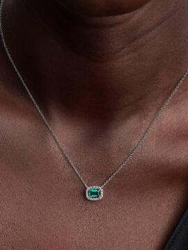 Colgante PANDORA Halo Rectangular Verde Brilllante