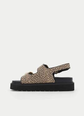 Sandalia AZAREY animal print de plataforma hebilla dorada