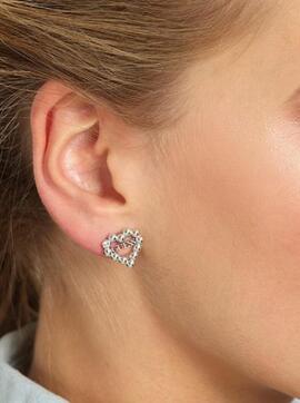 Pendientes GUESS acero corazon bolitas