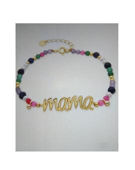 Pulsera LUXENTER bolitas doradas piedr colores MAMA
