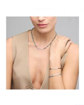 Collar LUXENTER  MAMA plata bolitas colores azules