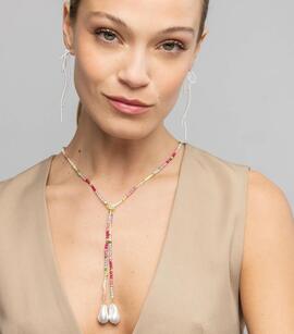 Collar LUXENTER bolas colores cuelga extremos perl