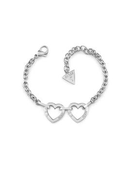 Pulsera GUESS Hearted Chain Doble Corazón Silver